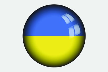 Ukrayna'nın ülke 3D izometrik bayrağı çizimi