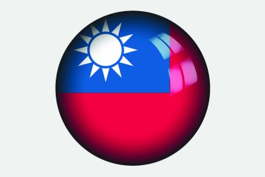Tayvan ülke 3D izometrik bayrağı çizimi
