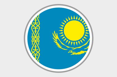 Kazakistan ülke 3D izometrik bayrağı çizimi
