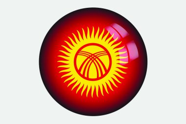 Kyrghyzstan ülkenin 3D izometrik bayrağı çizimi