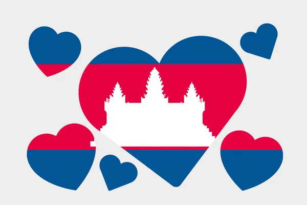 3D izometryczny flaga ilustracja kraju Kambodży — Zdjęcie stockowe
