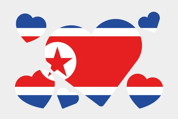 Ülkenin Kuzey Kore 3D izometrik bayrağı çizimi — Stok fotoğraf