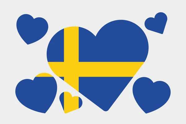 Ülke İsveç'in 3D izometrik bayrağı çizimi — Stok fotoğraf