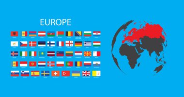 Avrupa Kıtasının Resimli Ülke Bayrakları