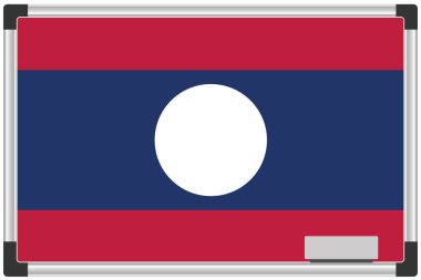Laos Ülkesi için Beyaz Tahtadaki Resimli Bayrak