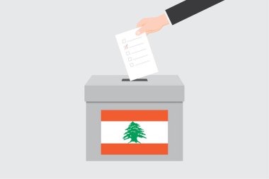Lübnan Ülkesi için Resimli Bayrağı olan oy sandığı