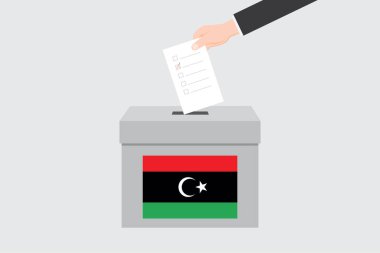 Libya Ülkesi için Resimli Bayrağı olan oy sandığı