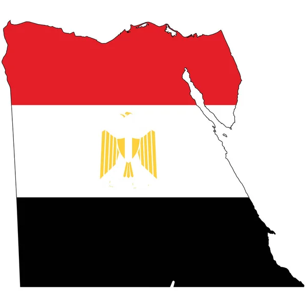 Mısır Bayrağıyla Özetlenmiş Doldurulmuş Ülke Şekli — Stok Vektör