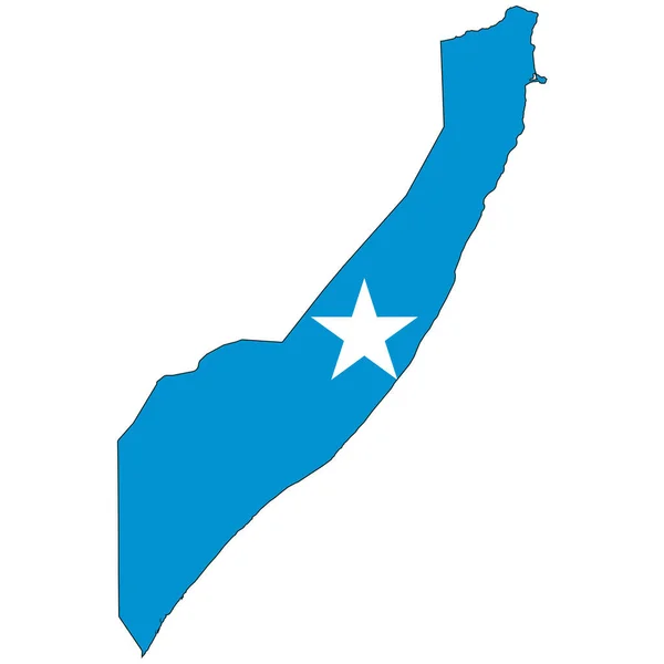 Landvorm Geschetst Gevuld Met Vlag Van Somalië — Stockvector