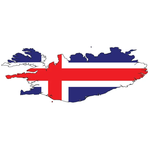 以冰岛国旗勾勒和填充的国家形状 — 图库矢量图片