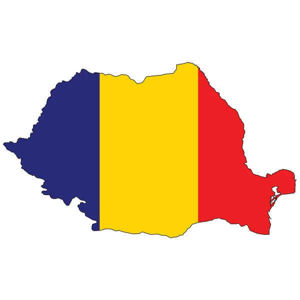 Ország Alakja Körvonalazva Töltve Románia Zászlajával — Stock Vector