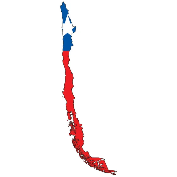 以智利国旗勾勒和填充的国家形状 — 图库矢量图片