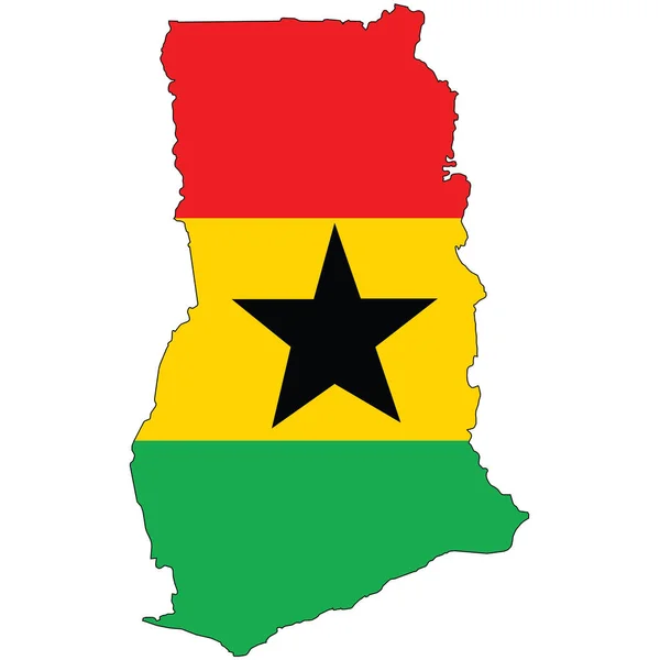 Länderform Umrissen Und Mit Der Flagge Ghanas Gefüllt — Stockvektor