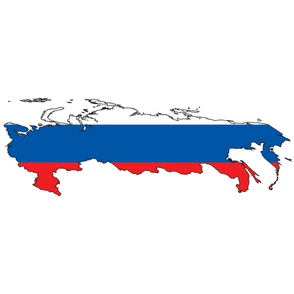 Forma País Delineado Preenchido Com Bandeira Rússia —  Vetores de Stock