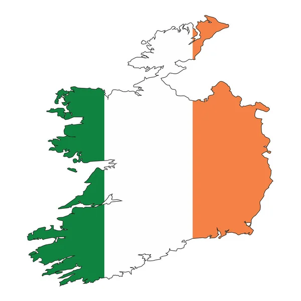 Country Shape Outlined Filled Flag Ireland — Stock Vector