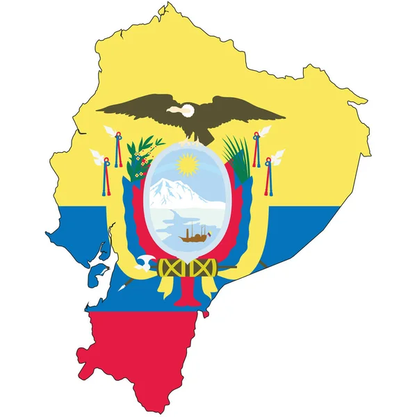 Forma País Delineado Preenchido Com Bandeira Equador —  Vetores de Stock