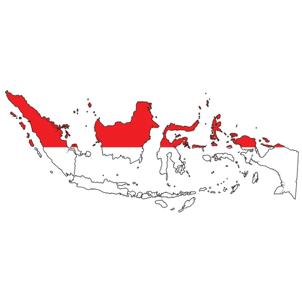 インドネシアの国旗が描かれた国の形 — ストックベクタ