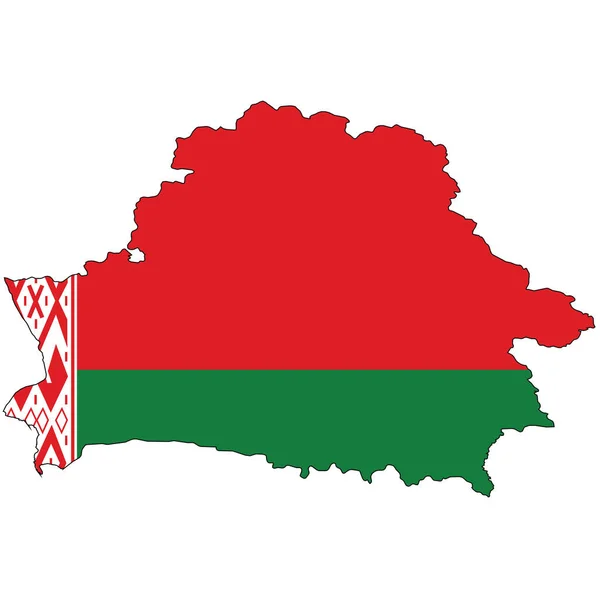Forma Del País Delineada Llena Con Bandera Belarús — Vector de stock