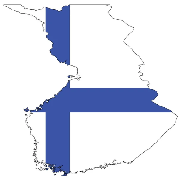 Landsformen Skisseras Och Fylls Med Finlands Flagga — Stock vektor
