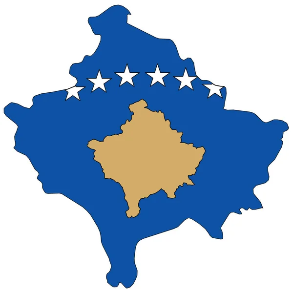 Forma País Delineada Preenchida Com Bandeira Kosovo — Vetor de Stock