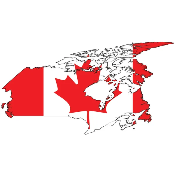 Σχήμα Χώρας Που Περιγράφεται Και Συμπληρώνεται Σημαία Του Καναδά — Διανυσματικό Αρχείο