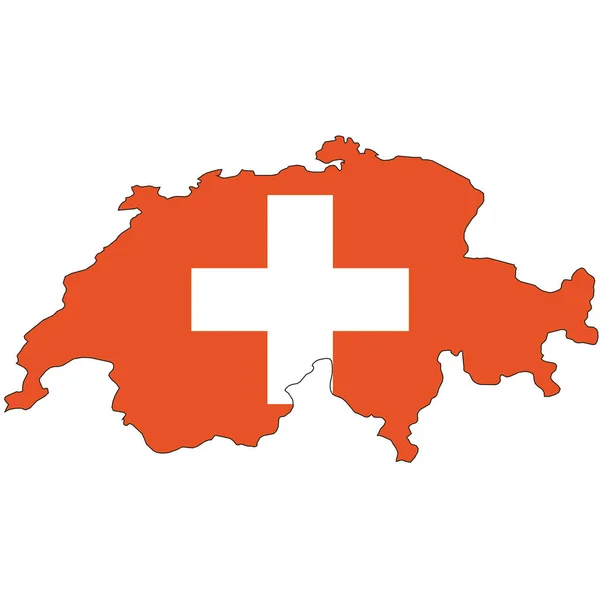 Forma Del País Esbozada Llena Bandera Suiza — Vector de stock