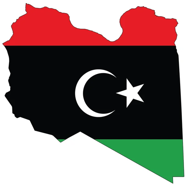 勾勒出利比亚国旗的国家形状 — 图库矢量图片