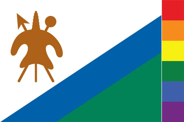 Bandeira Ilustrada Para País Lesoto — Vetor de Stock