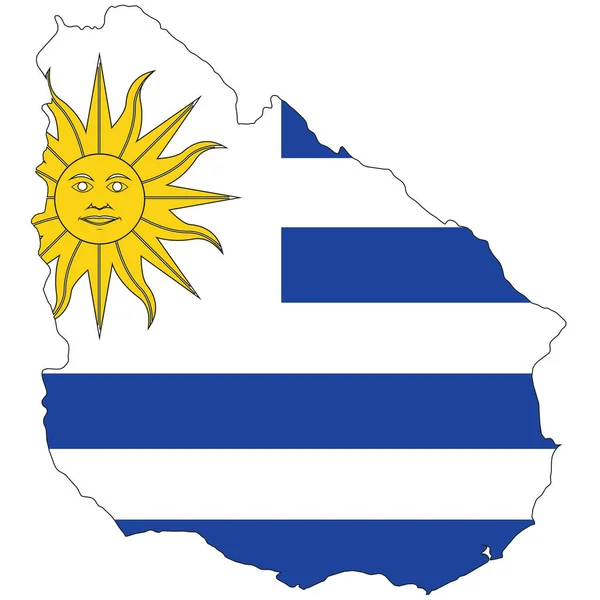 Forma País Delineada Llena Bandera Uruguay — Archivo Imágenes Vectoriales