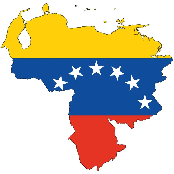 国の形が概説され ベネズエラの旗でいっぱい — ストックベクタ
