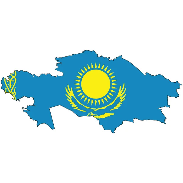 Forme Pays Dessinée Remplie Drapeau Kazakhstan — Image vectorielle