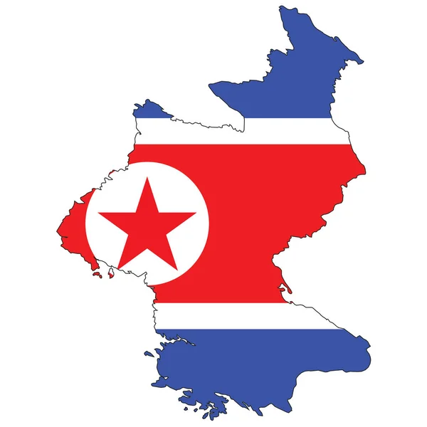 Forma País Delineada Preenchida Com Bandeira Coreia Norte — Vetor de Stock