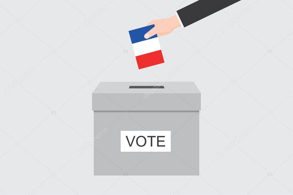 Ballot Box with an Illustrated Flag for the Country of  France