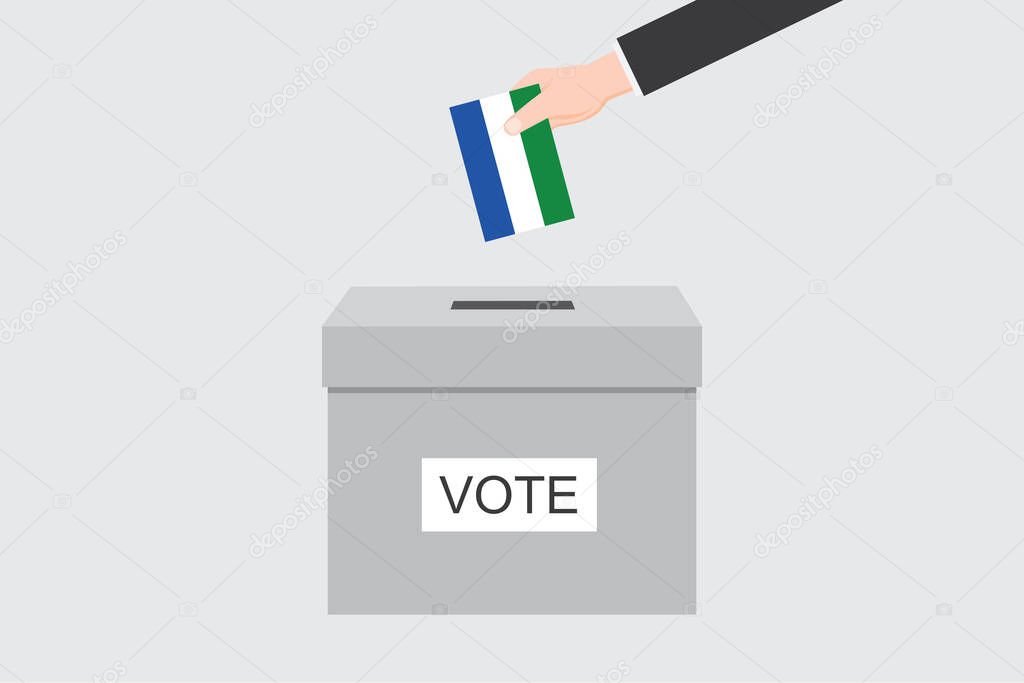 Ballot Box with an Illustrated Flag for the Country of  Sierra Leone