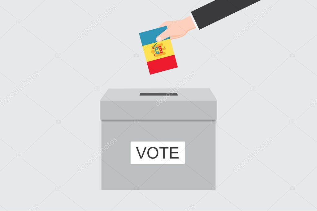 Ballot Box with an Illustrated Flag for the Country of  Moldova