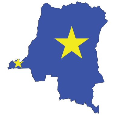 Ülke şekli Demokratik Kongo Cumhuriyeti bayrağı ile özetlenmiş ve doldurulmuştur.