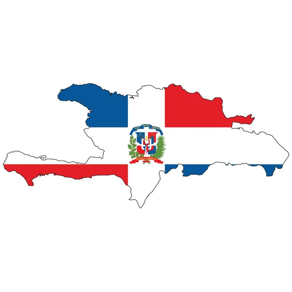 Forma País Delineado Preenchido Com Bandeira República Dominicana —  Vetores de Stock