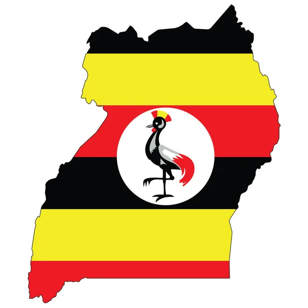 Forme Pays Dessinée Remplie Drapeau Ouganda — Image vectorielle