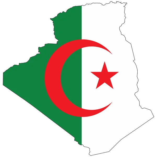 Die Form Eines Landes Umrissen Und Mit Der Flagge Algeriens — Stockvektor