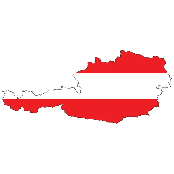 Forma País Delineada Llena Con Bandera Austria — Vector de stock