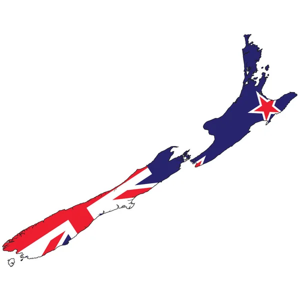 Forma País Delineada Preenchida Com Bandeira Nova Zelândia —  Vetores de Stock