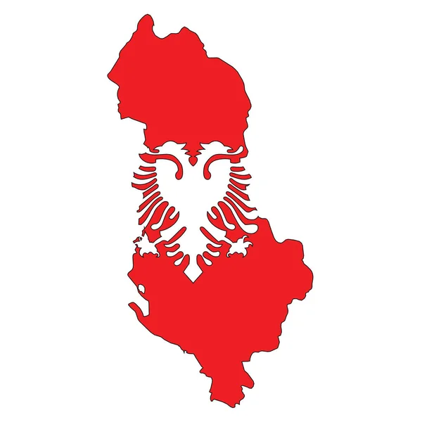 Forma Del Paese Delineata Riempita Con Bandiera Dell Albania — Vettoriale Stock