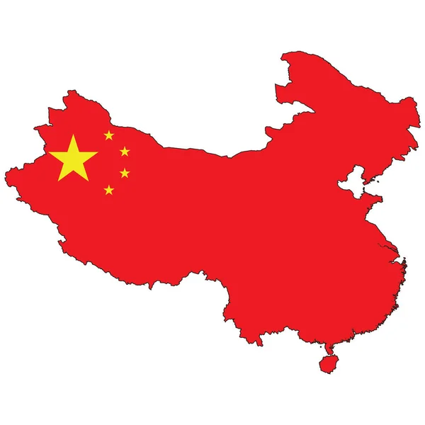 Forme Pays Dessinée Remplie Drapeau Chine — Image vectorielle