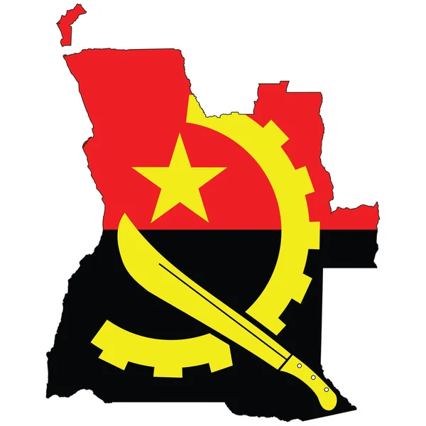 Forma País Delineada Preenchida Com Bandeira Angola —  Vetores de Stock