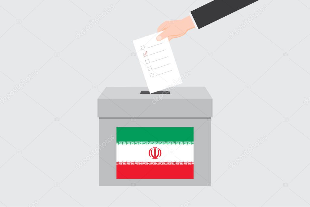 Ballot Box with an Illustrated Flag for the Country of  Iran