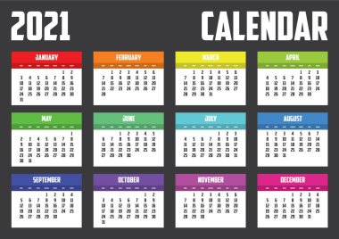 2021 Takvimi Bir Arkaplanda İzole Edildi