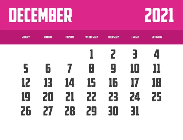 Kalender 2021 Isoliert Auf Einem Hintergrund Dezember — Stockfoto