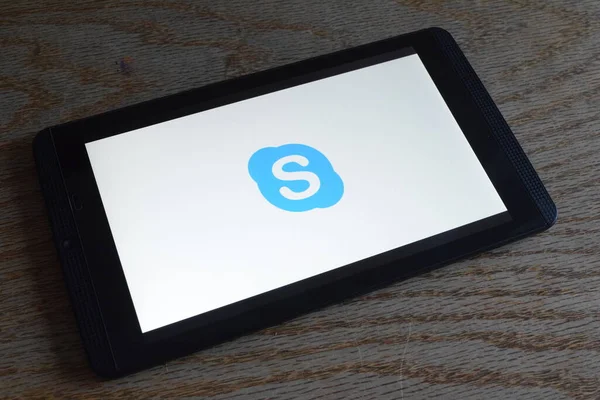 Weergave Van Skype App Het Scherm Van Smartphone — Stockfoto