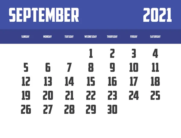 2021 Calendar Isolated Background September — Stock Photo, Image