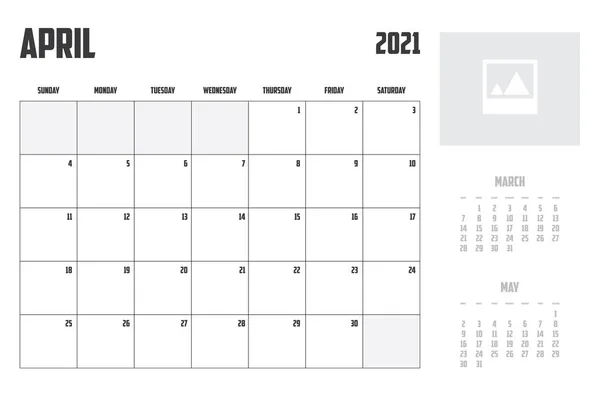 2021 Calendar Isolated Background April — Stock Photo, Image